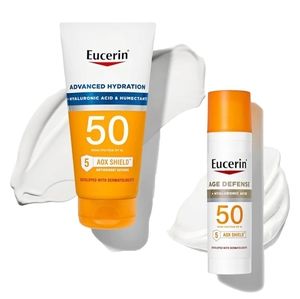 Eucerin Sun SPF Sunscreen Lotion + Age Defense SPF 50 Face Lotion 2pk